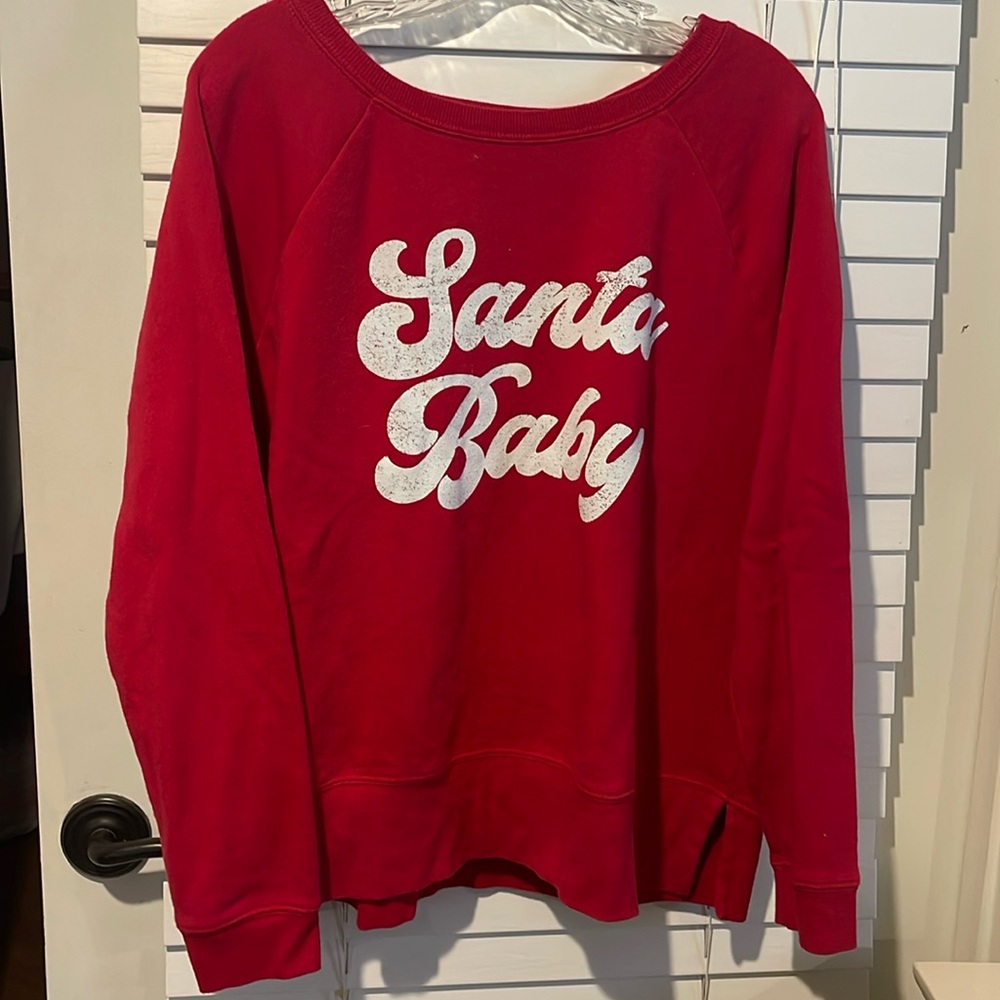 Red sweater, one size fits all